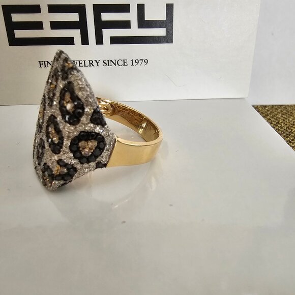14K Yellow Gold Multi Color Diamond Panther Print ring,  size 9 - Picture 7 of 12